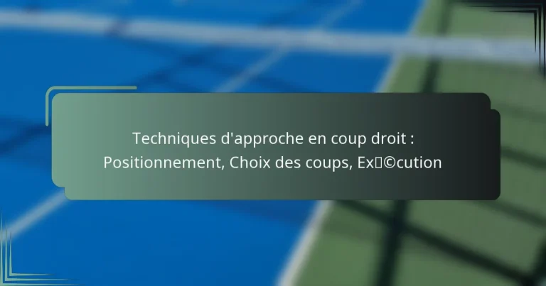 Techniques d’approche en coup droit : Positionnement, Choix des coups, Exécution