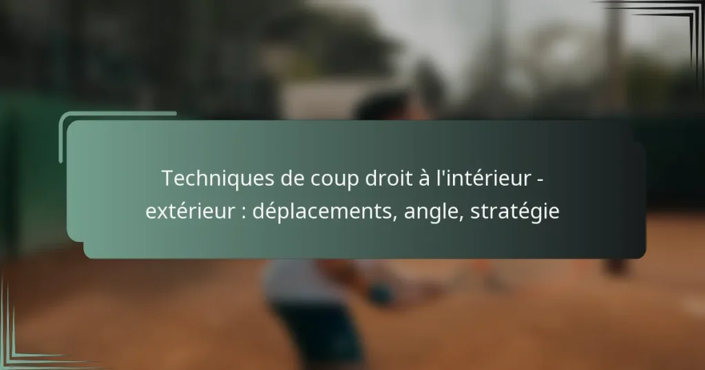 Techniques de coup droit à l’intérieur – extérieur : déplacements, angle, stratégie