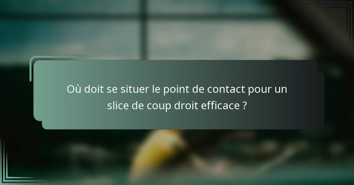 Où doit se situer le point de contact pour un slice de coup droit efficace ?