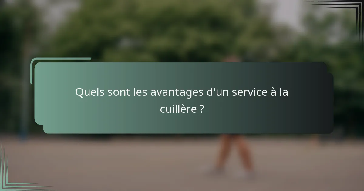 Quels sont les avantages d'un service à la cuillère ?